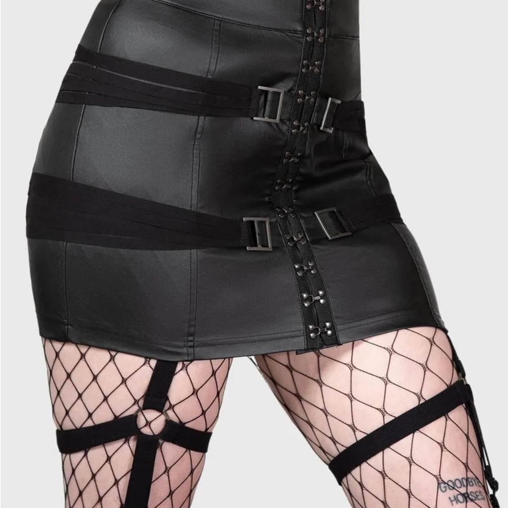 Killstar Black Mini Skirt with garters Desolate Fairyland Skirt rare!